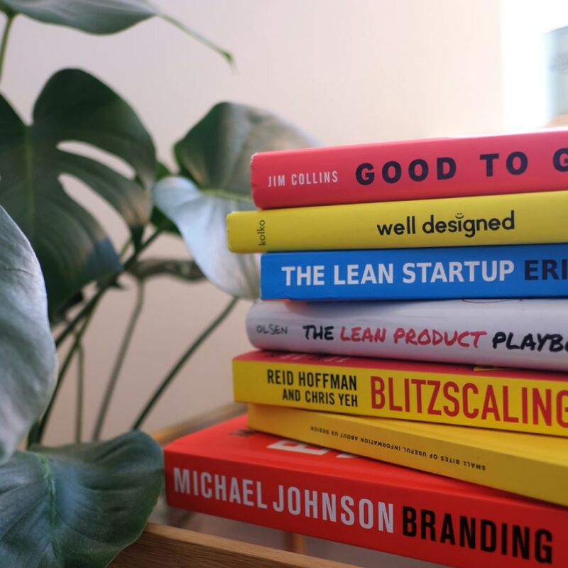 Selection of books related to startups